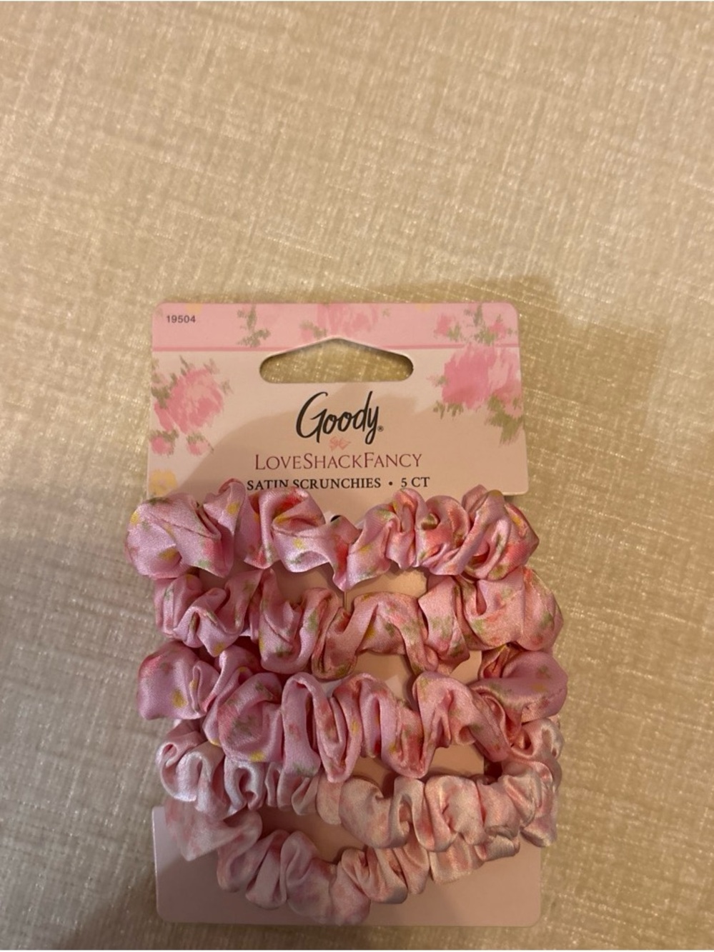 LoveShackFancy x Goody Pink Satin Floral Scrunchies - 5 Pack
